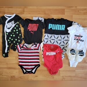 Puma/Nike Kids Sporty Bundle 0-3M  - 7 Pieces And Shoes